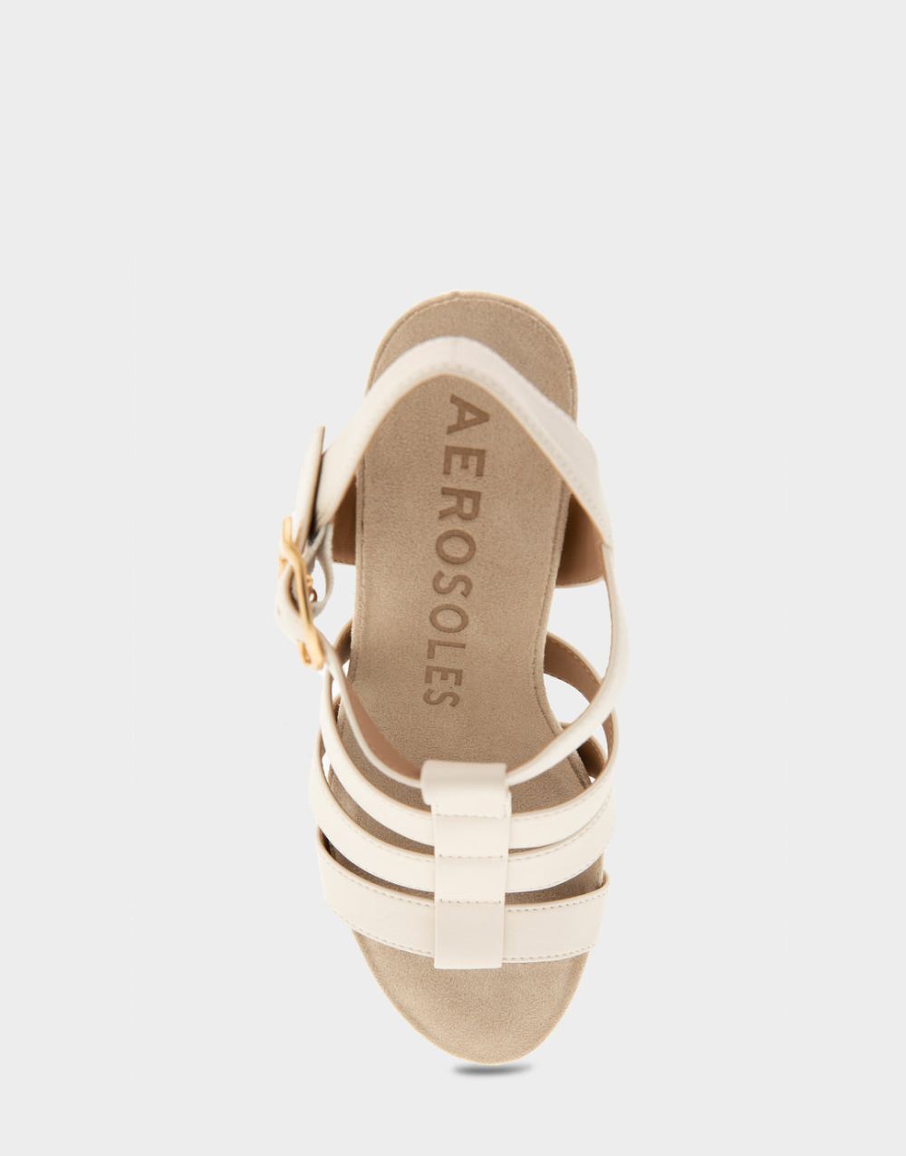 Women's | Paige Eggnog Faux Leather Caged Footbed Wedge Sandal