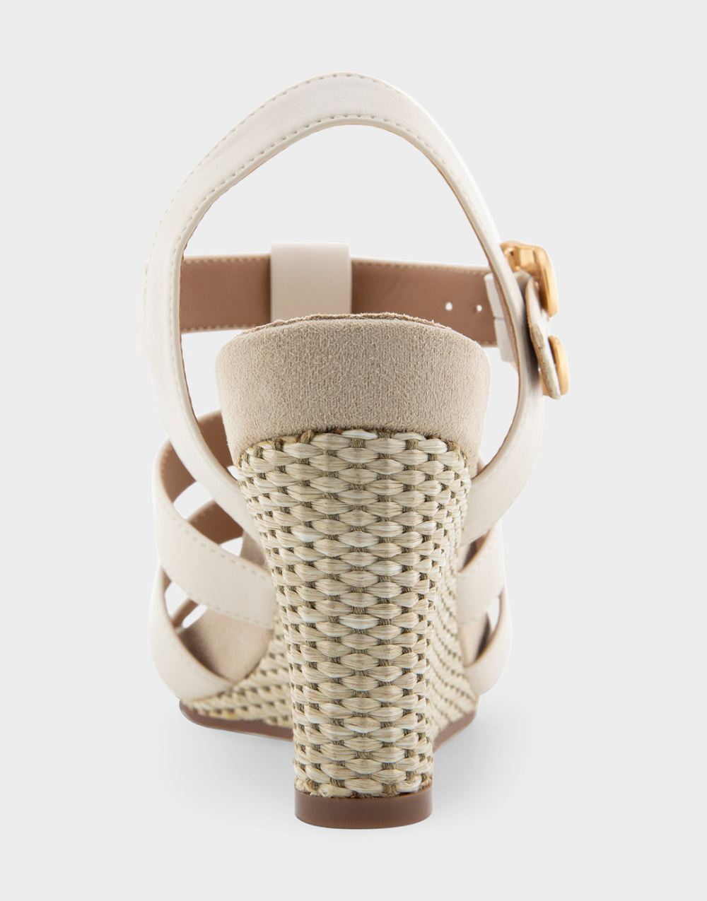 Women's | Paige Eggnog Faux Leather Caged Footbed Wedge Sandal