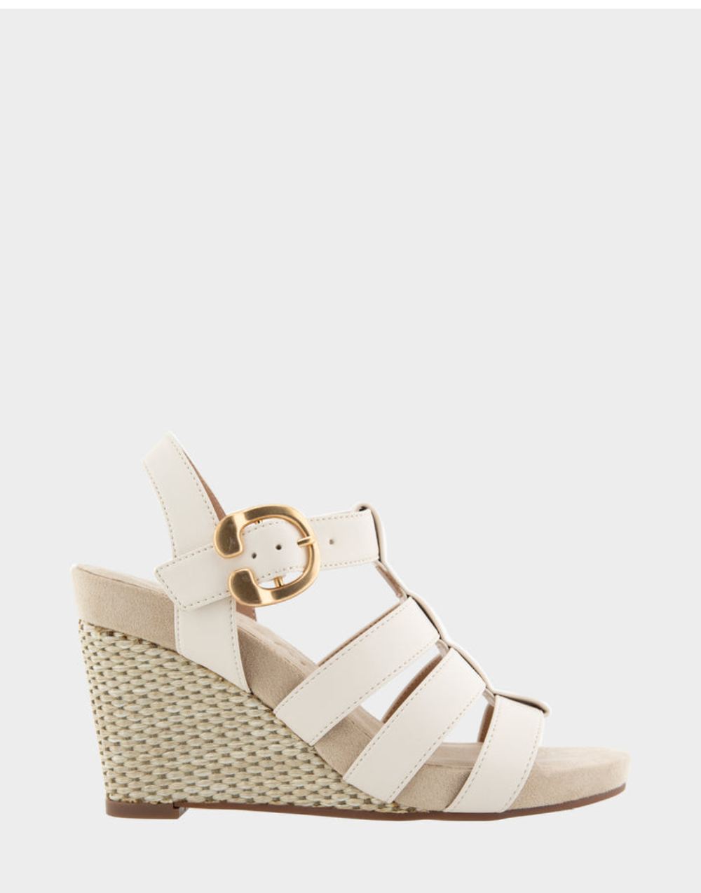 Women's | Paige Eggnog Faux Leather Caged Footbed Wedge Sandal