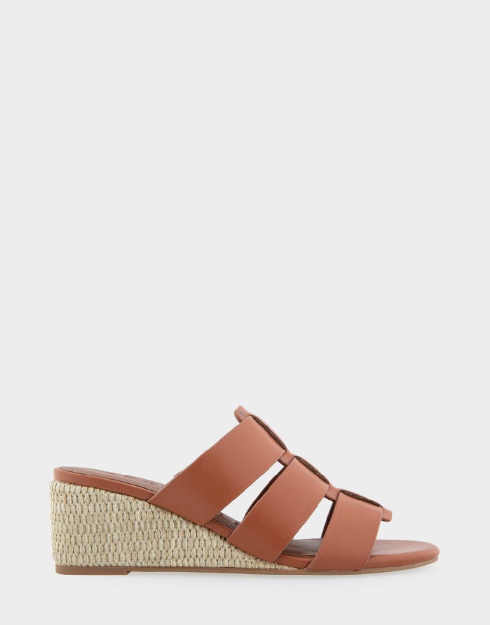 Women's | Wilma Gingerbread Faux Leather Fisherman Mid Wedge Slide