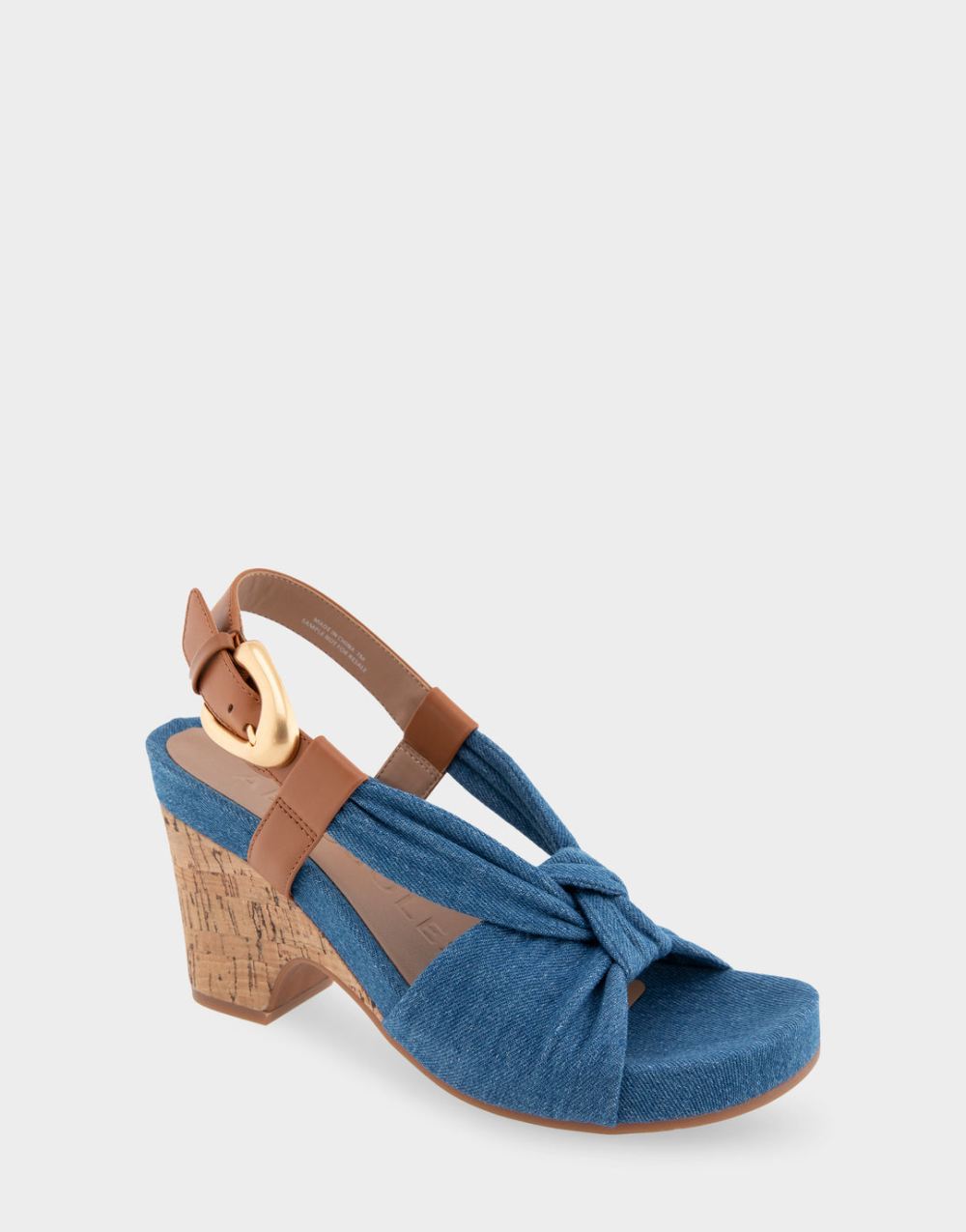 Women's | Miki Denim Fabric Knotted Buckled Footbed Wedge Sandal