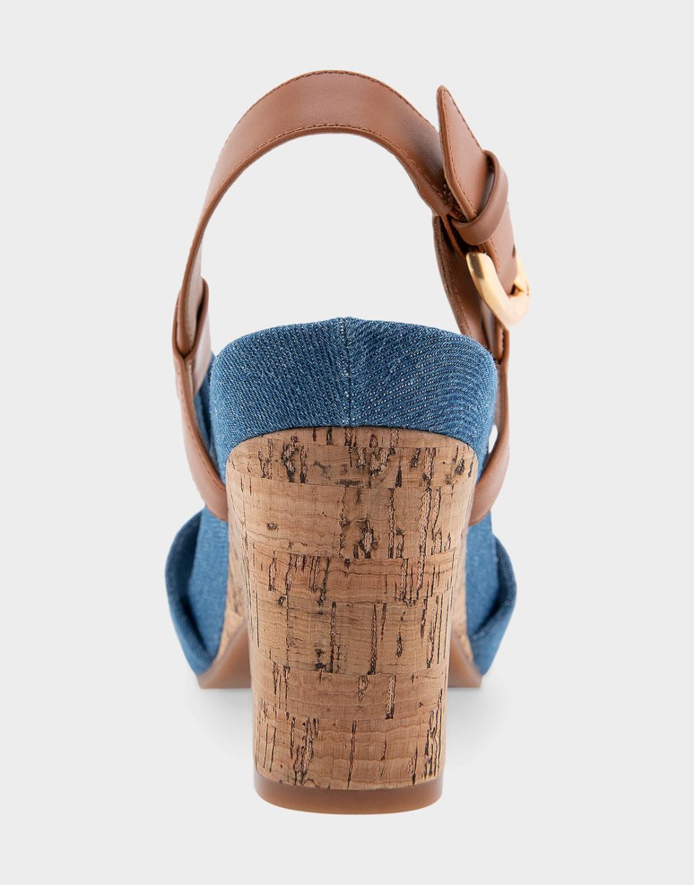 Women's | Miki Denim Fabric Knotted Buckled Footbed Wedge Sandal