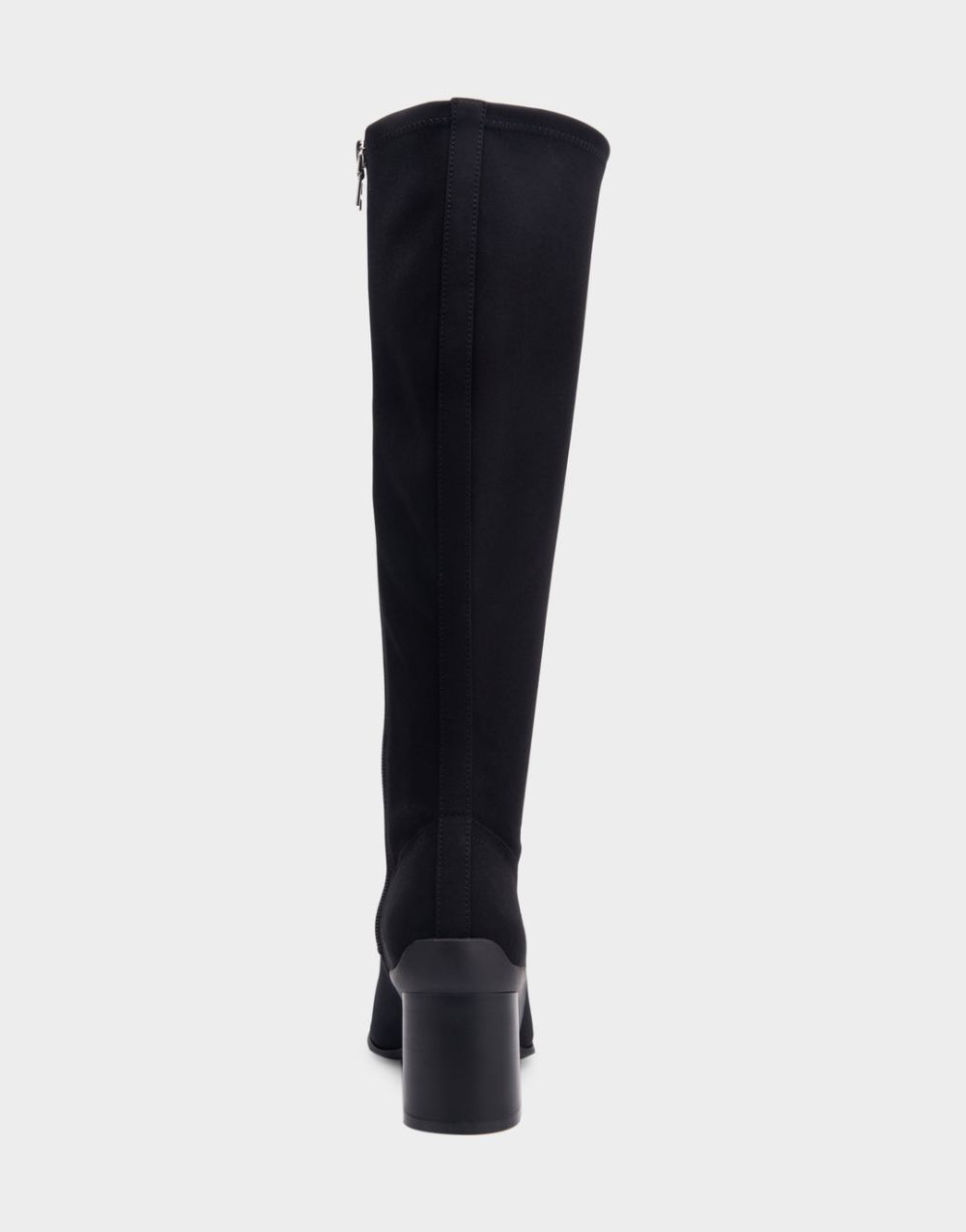 Women's | Centola Black Stretch Gabardine Fabric Sculpted Heel Tall Shaft Boot