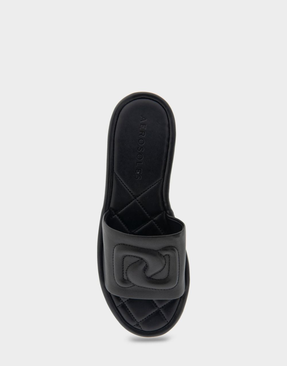 Women's | Jilda Black Leather Debossed Chain Link Slide Sandal