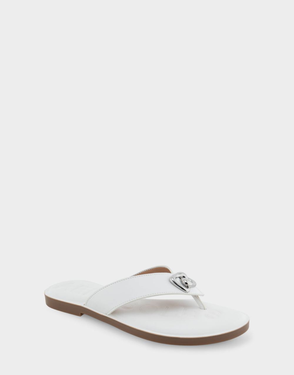 Women's | Galen White Faux Leather Ornamented Thong Sandal