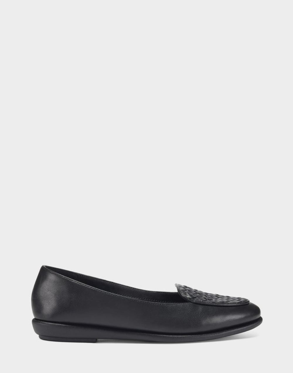 Women's | Black Faux Leather Loafer with Weaved Upper Brielle