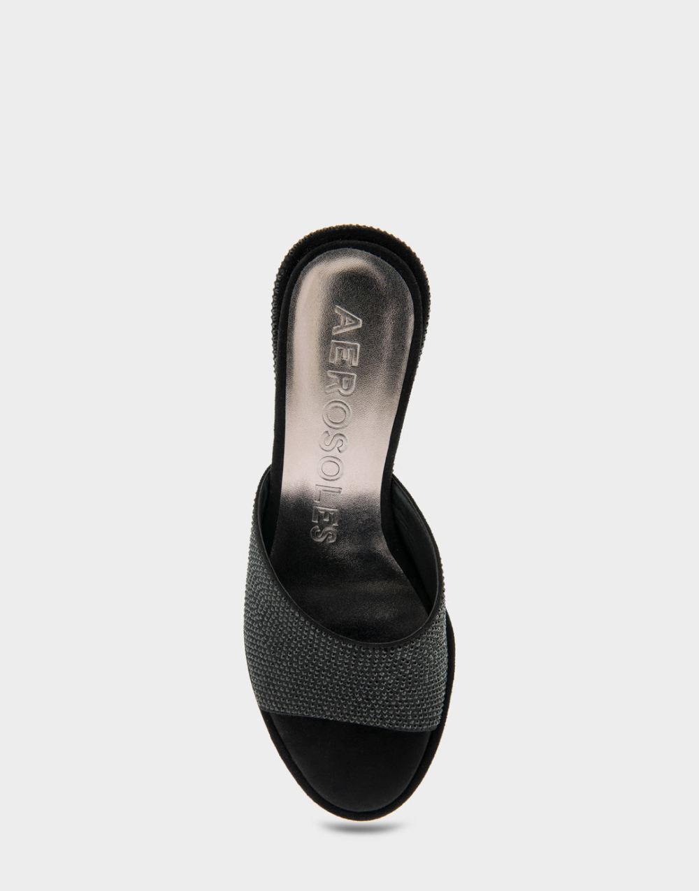 Women's | New Year Black Fabric with Crystals Wedge Slide