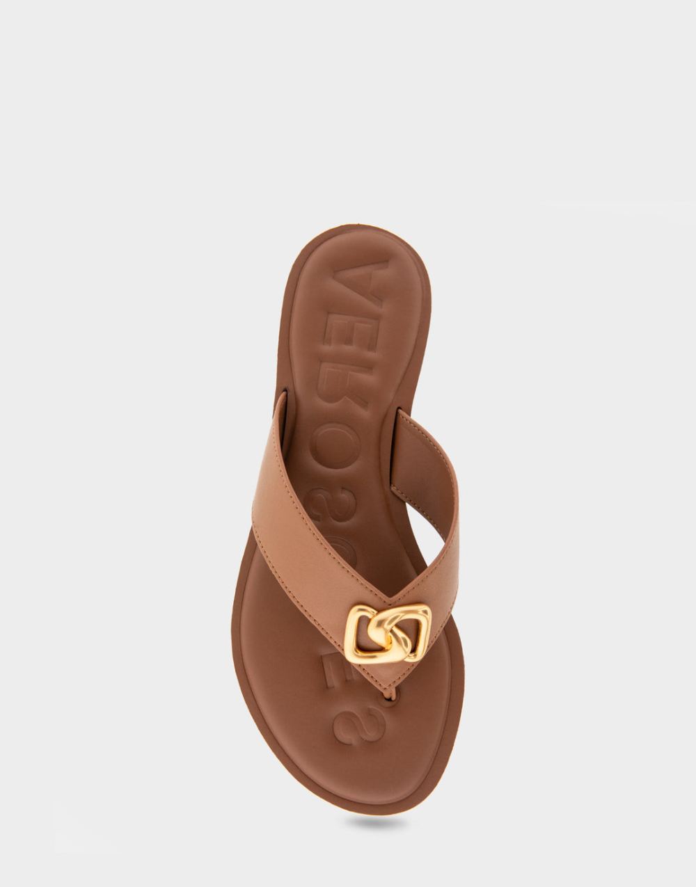 Women's | Galen Tan Faux Leather Ornamented Thong Sandal