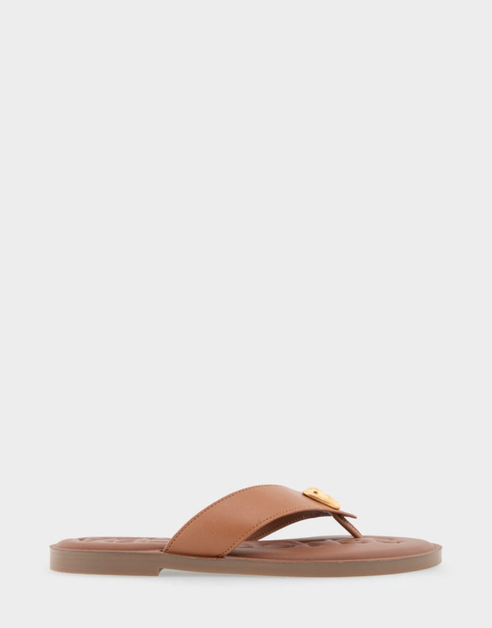 Women's | Galen Tan Faux Leather Ornamented Thong Sandal