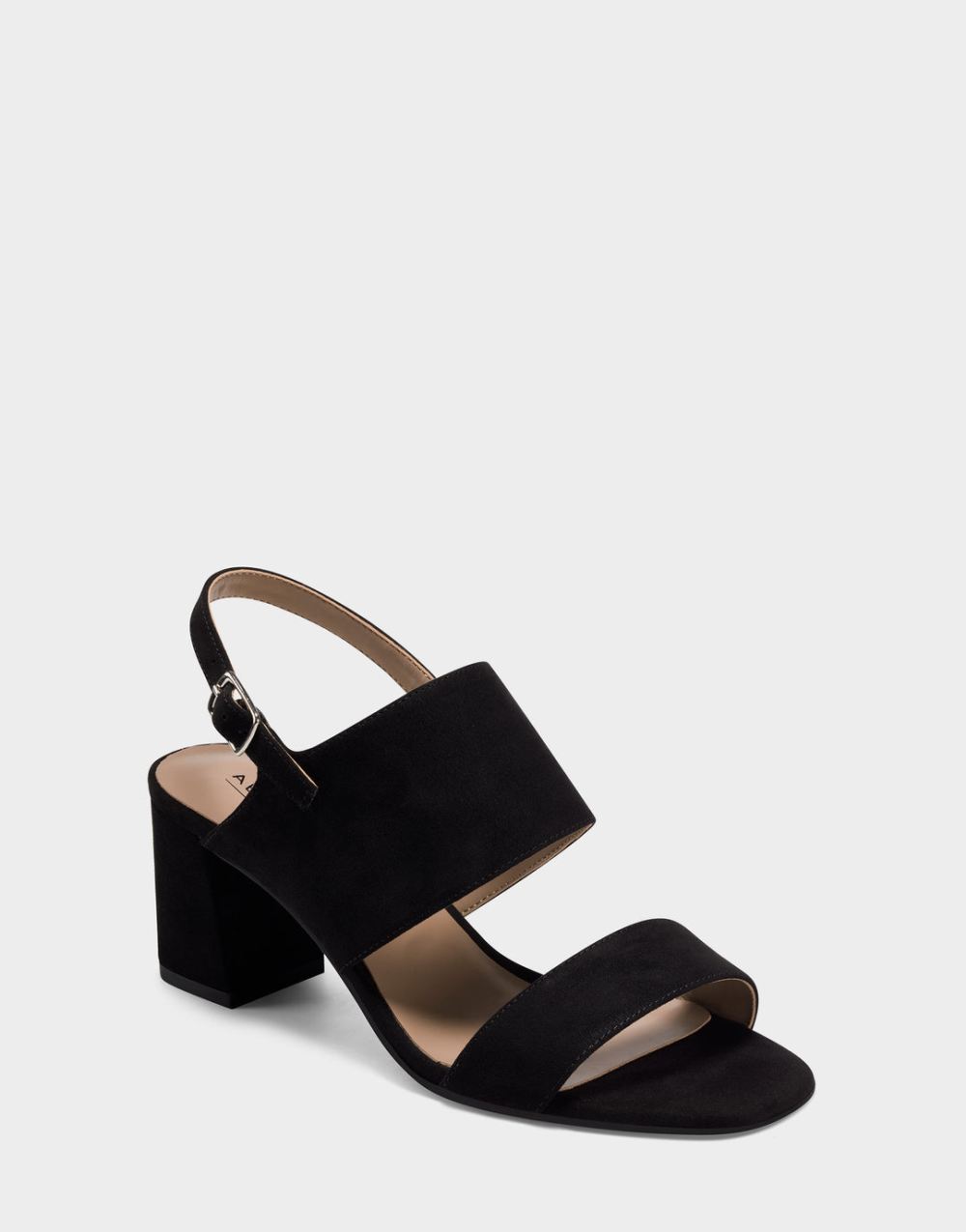 Women's | Emmex Black Faux Suede Heeled Sandal with Ankle Strap