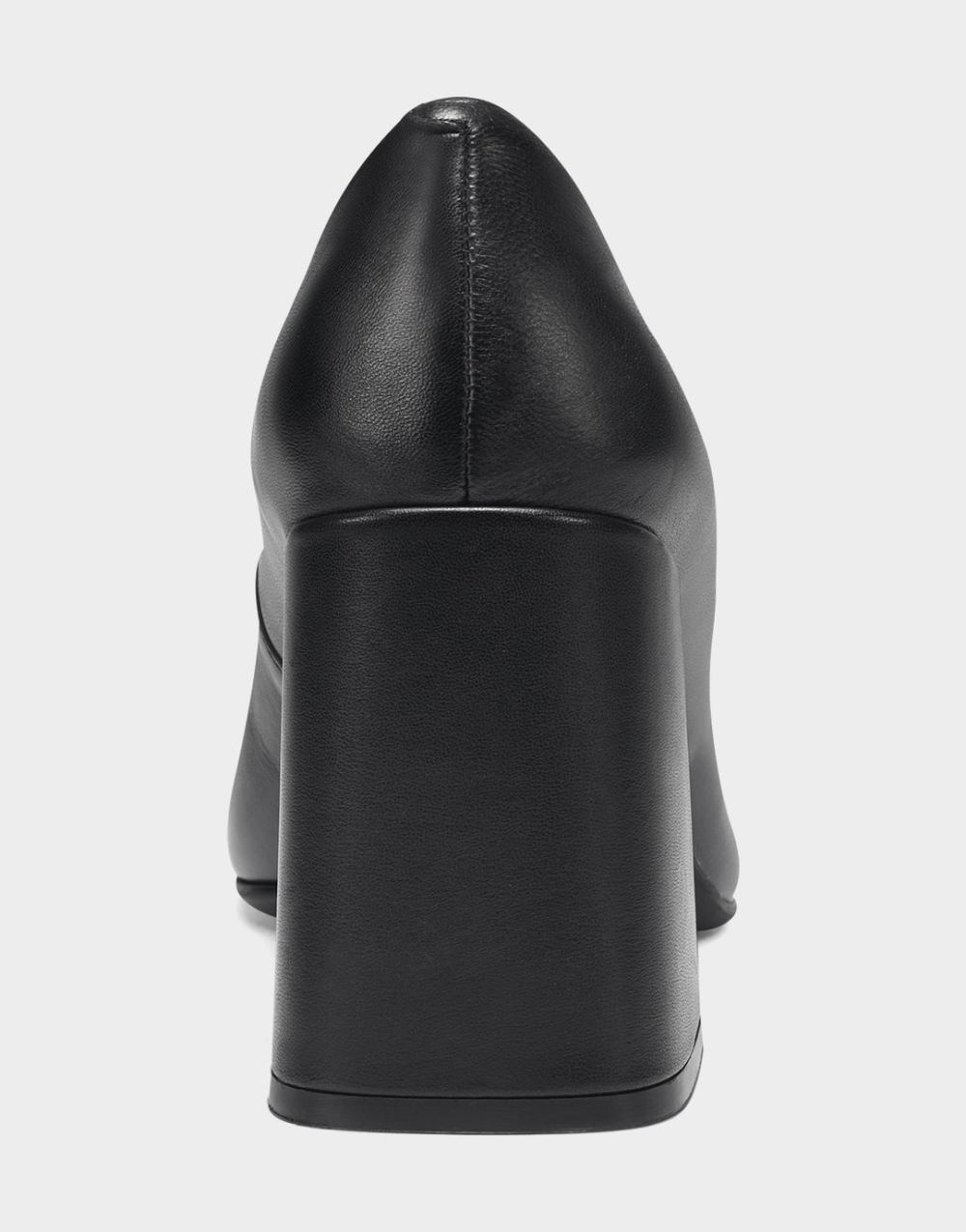 Women's | Isabel Black Leather Almond Toe Block Heel Pump