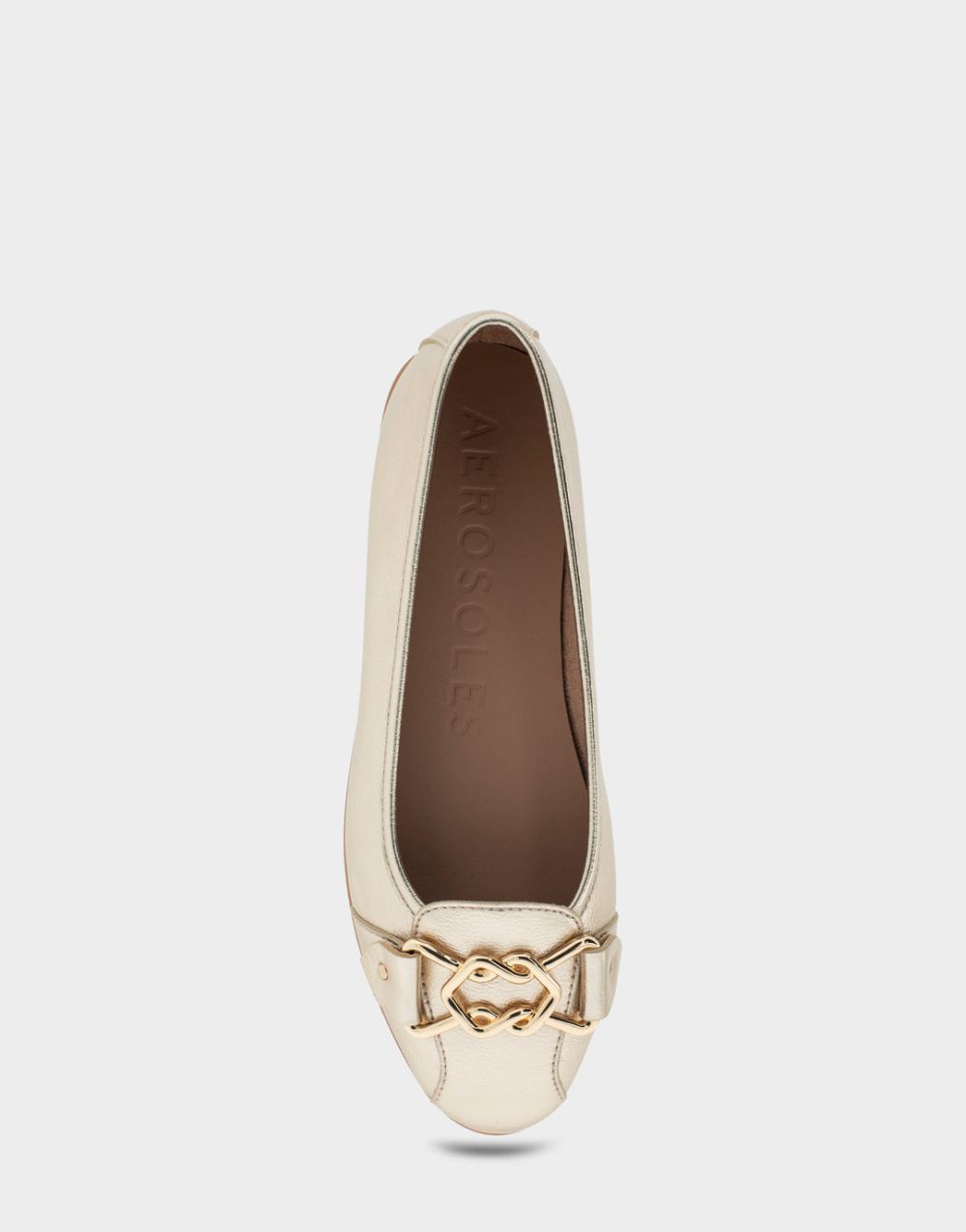 Women's | Bia Soft Gold Faux Leather Ornamented Flat