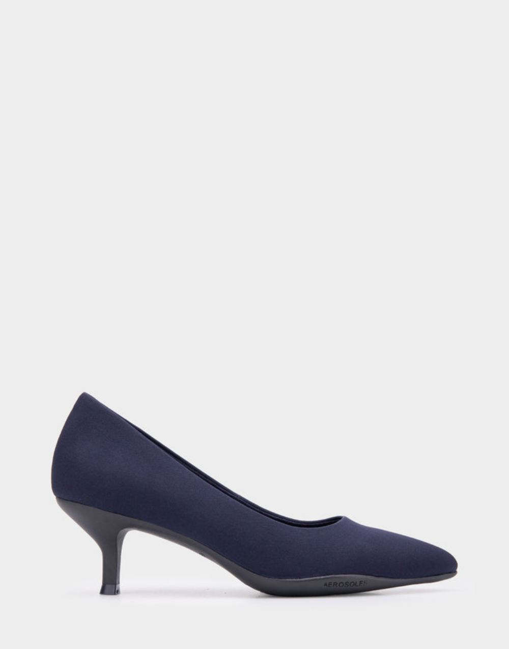 Women's | Ludlow Navy Stretch Gabardine Fabric Point Toe Kitten Heel Pump