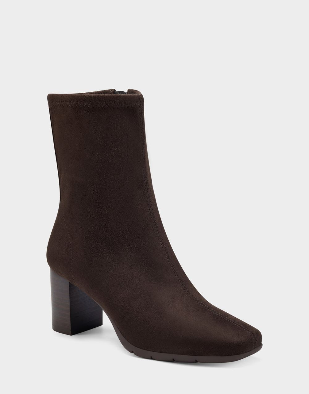 Women's | Miley Brown Faux Leather Square Toe Ankle Boot with Zipper