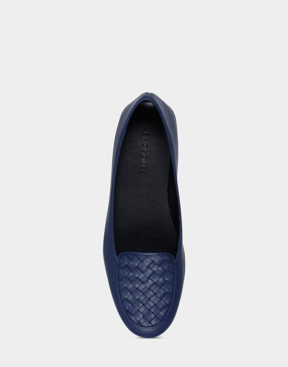 Women's | Navy Faux Leather Loafer with Weaved Upper Brielle