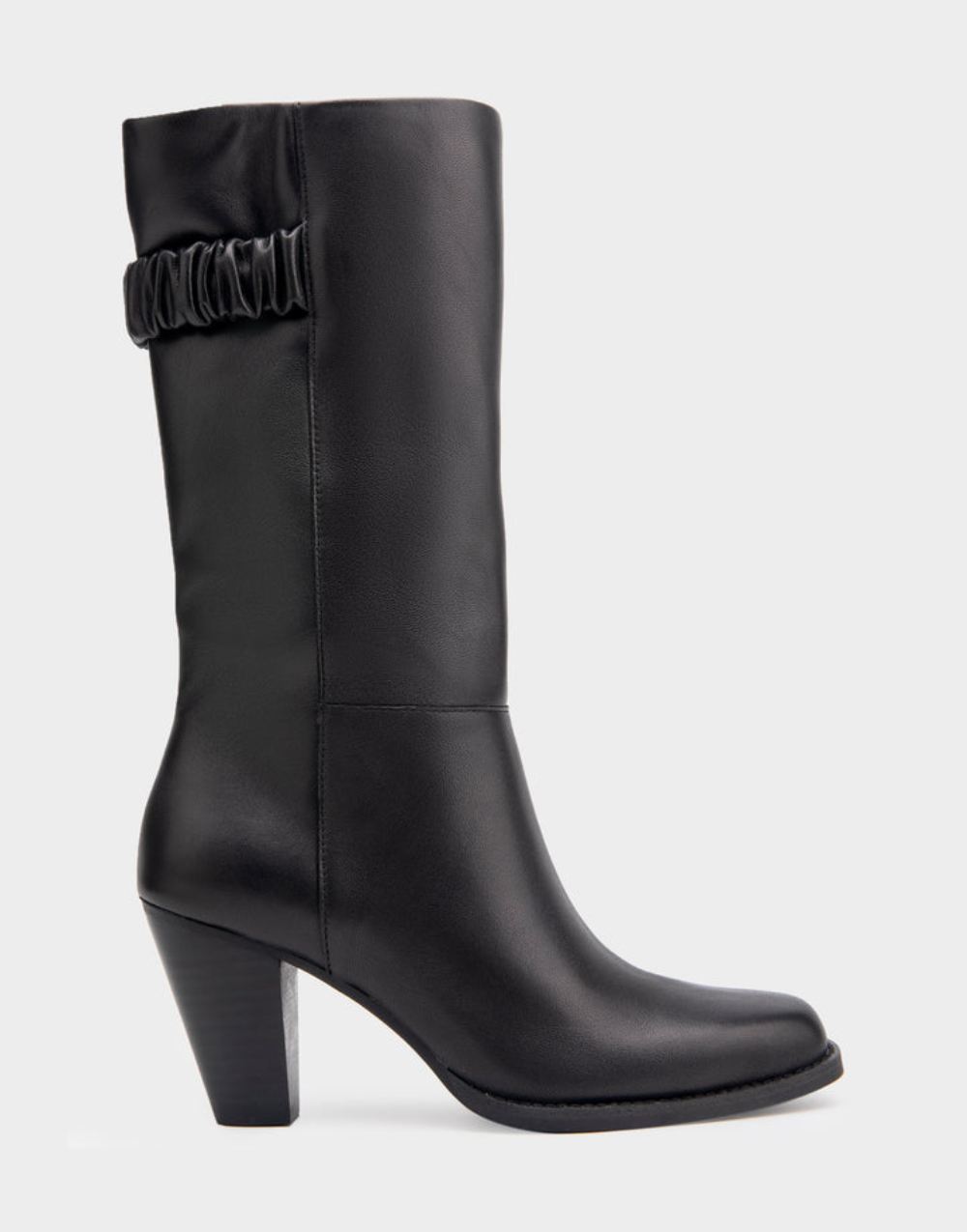 Women's | Liki Black Genuine Leather Heeled Midcalf Boot