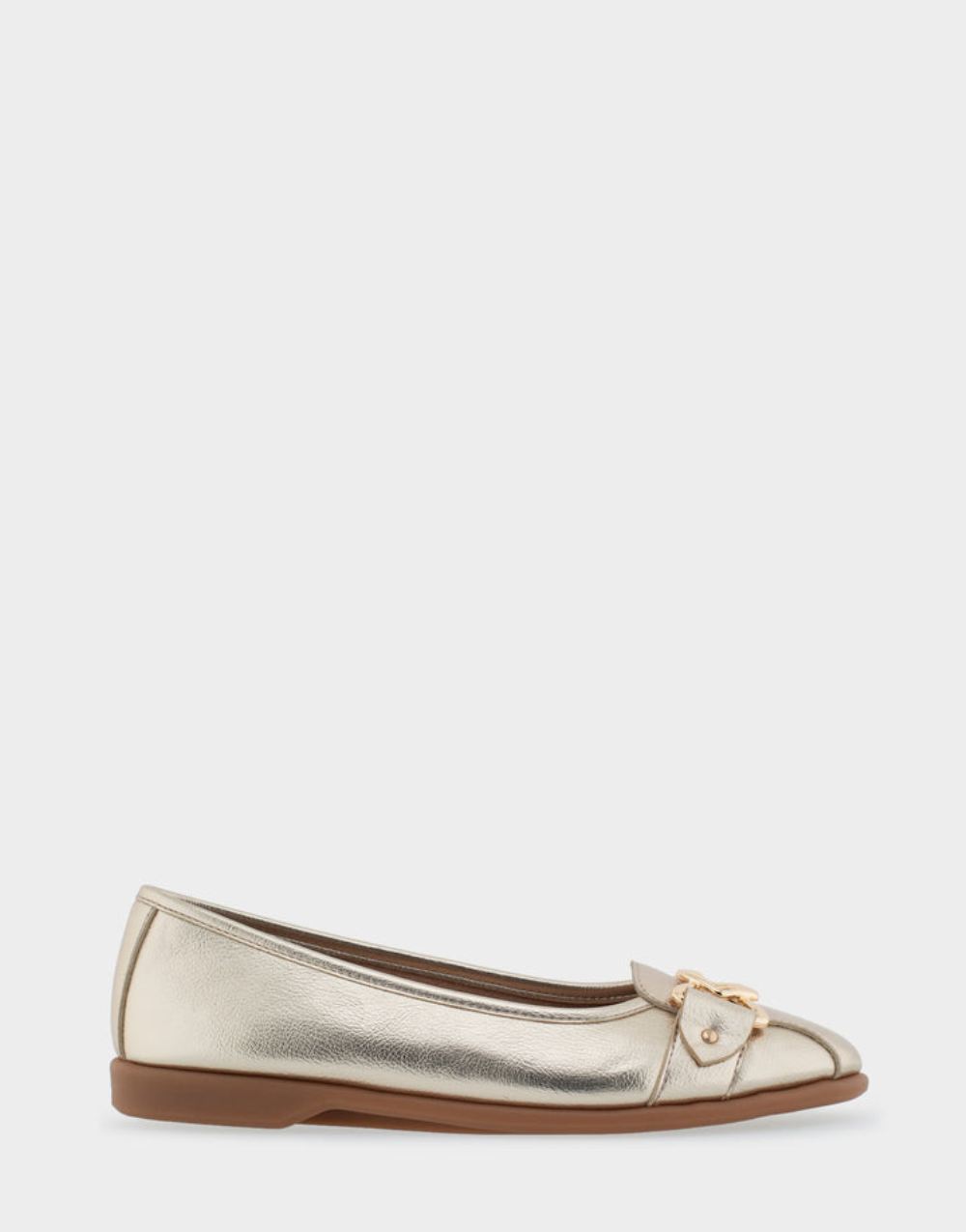 Women's | Bia Soft Gold Faux Leather Ornamented Flat