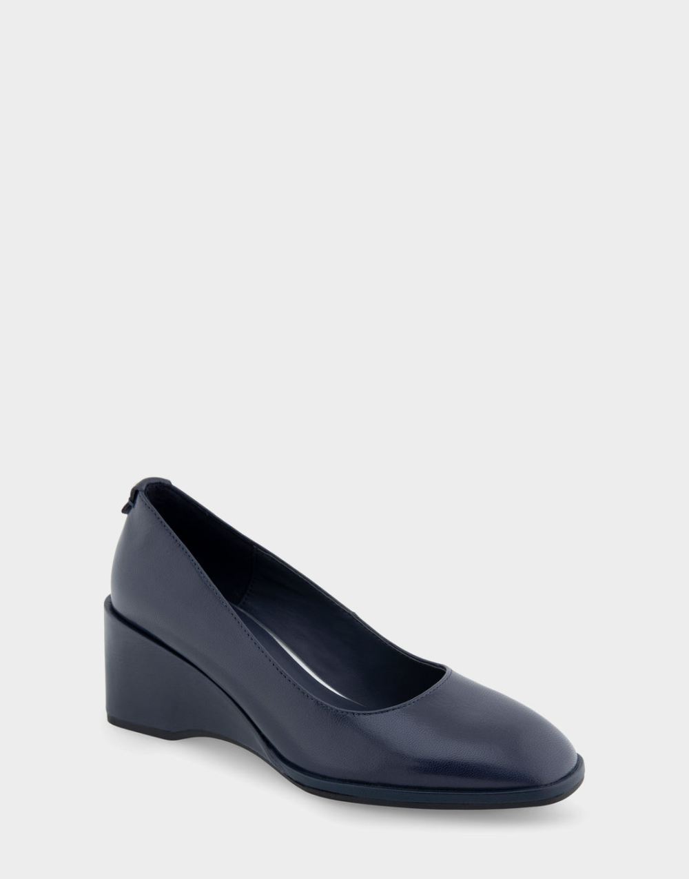 Women's | Aurora Navy Leather Sculpted Wedge Pump