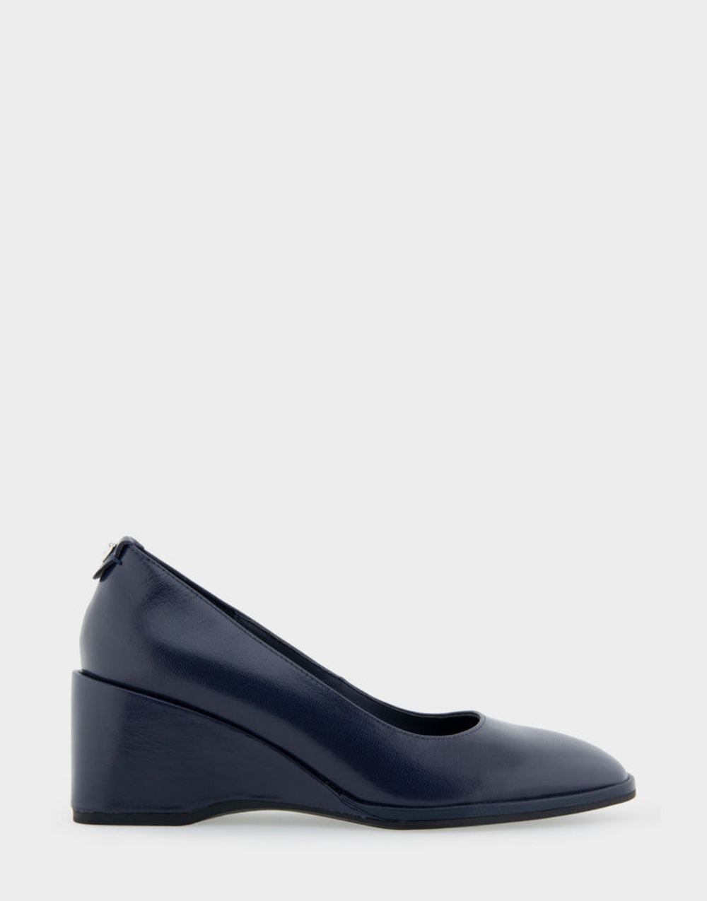 Women's | Aurora Navy Leather Sculpted Wedge Pump