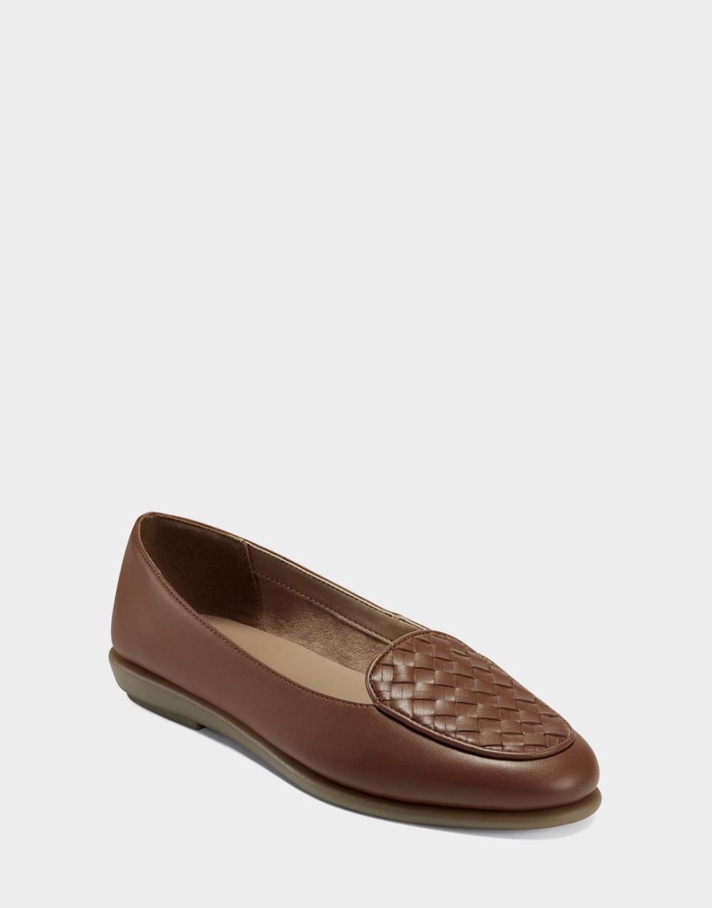 Women's | Tan Faux Leather Loafer with Weaved Upper Brielle