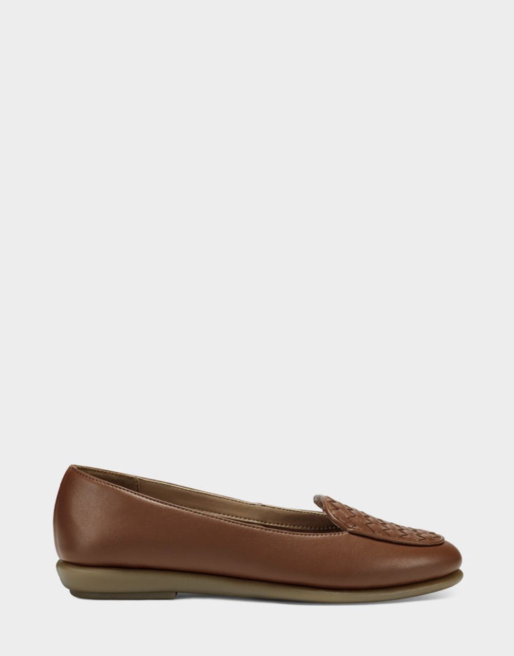 Women's | Tan Faux Leather Loafer with Weaved Upper Brielle