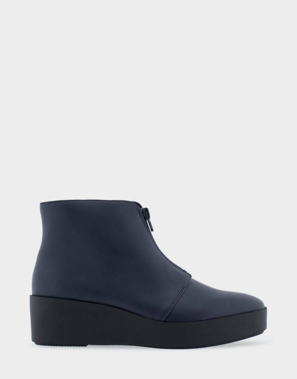 Women's | Carin Navy Faux Leather Wedge Heel Ankle Boot