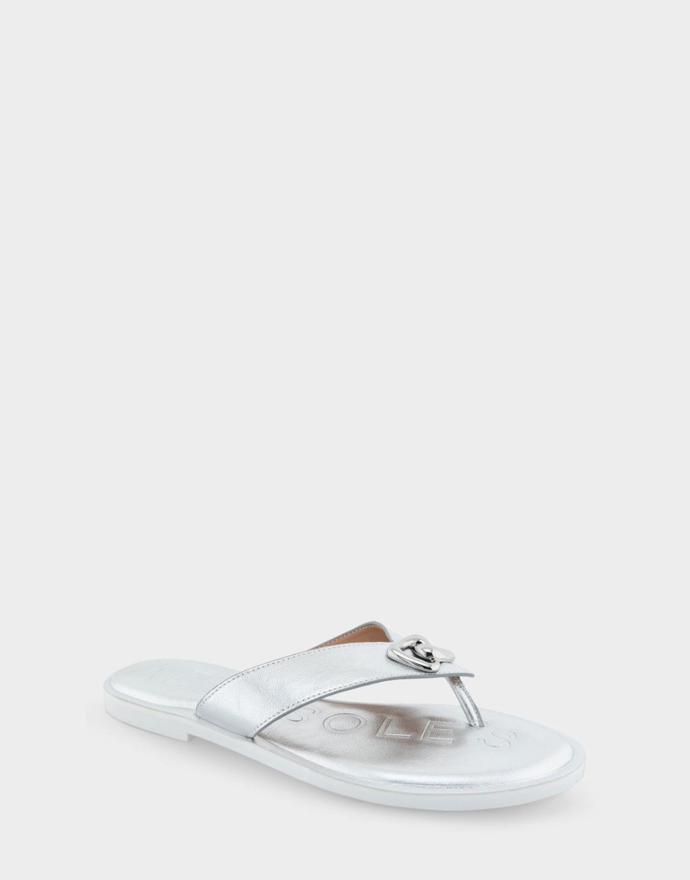 Women's | Galen Silver Faux Leather Ornamented Thong Sandal