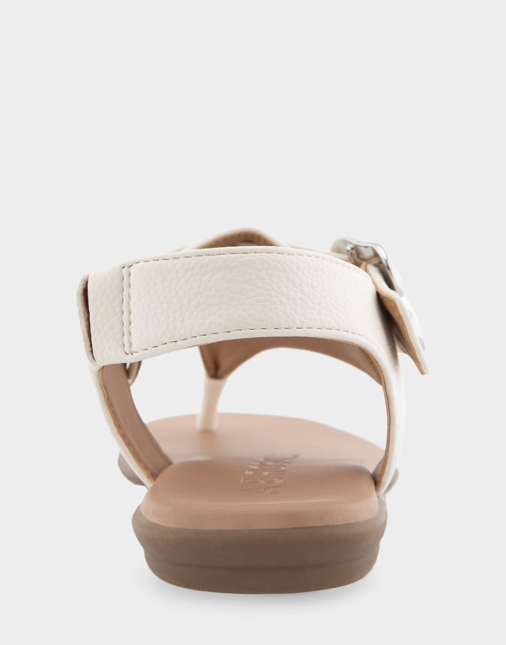 Women's | Isa Eggnog Grainy Faux Leather Buckle Detail Back Strap Thong Sandal