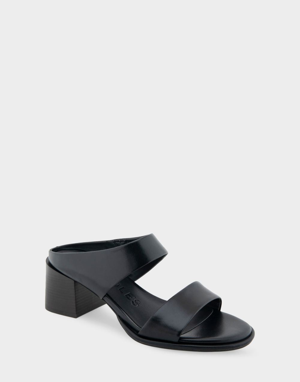 Women's | Nika Black Leather Two Band Block Heel Sandal