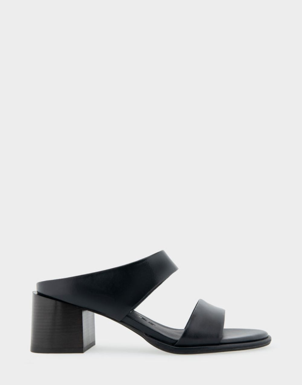 Women's | Nika Black Leather Two Band Block Heel Sandal