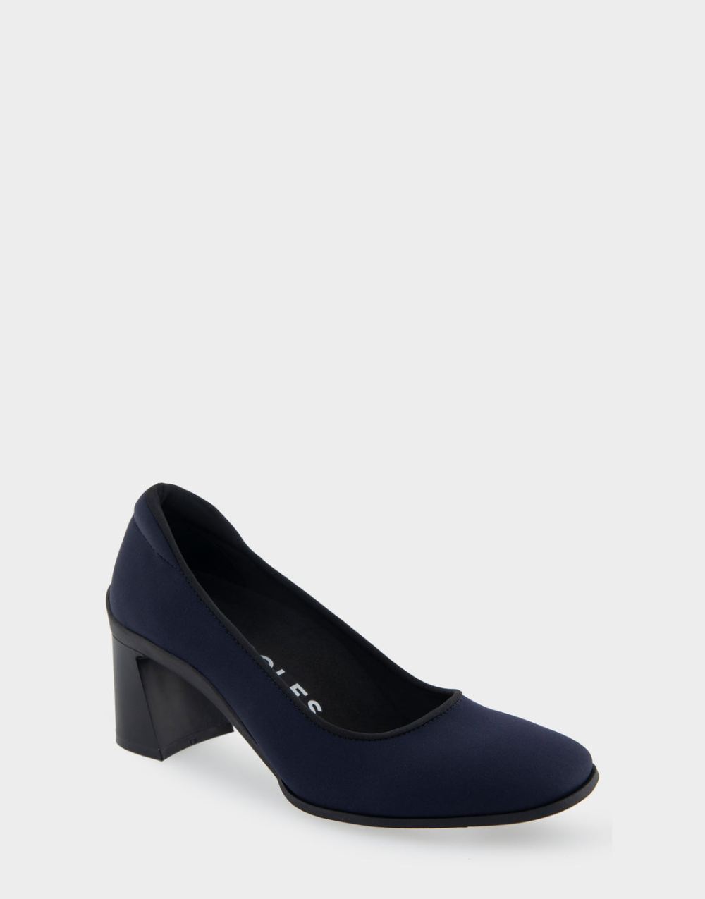 Women's | Casta Navy Stretch Gabardine Fabric Mid Heel Pump