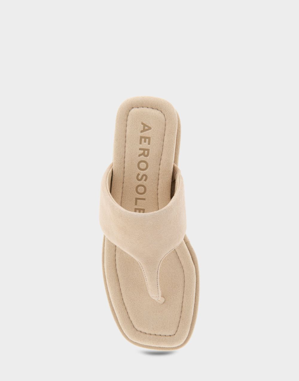 Women's | Barry Pale Khaki Suede Thong Mini Wedge Sandal