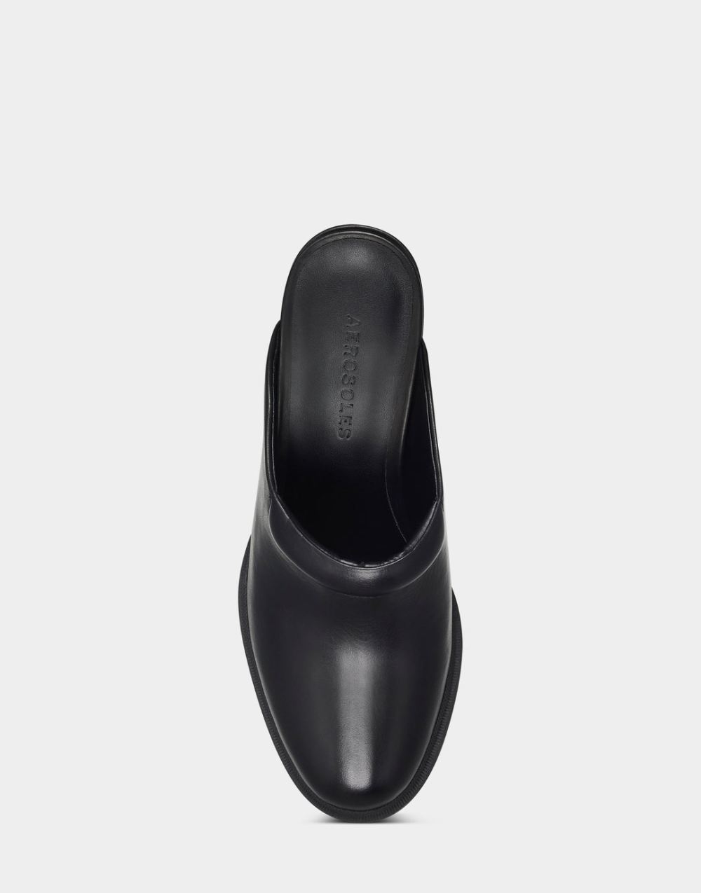 Women's | Black Leather Platform Lug Sole Mule Emon