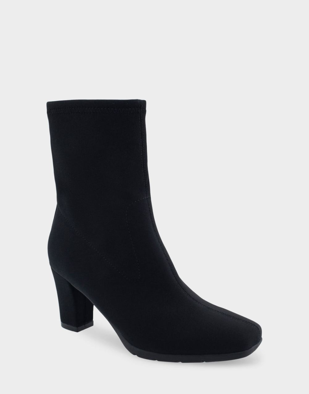 Women's | Cinnamon Black Stretch Gabardine Fabric Heeled Ankle Boot