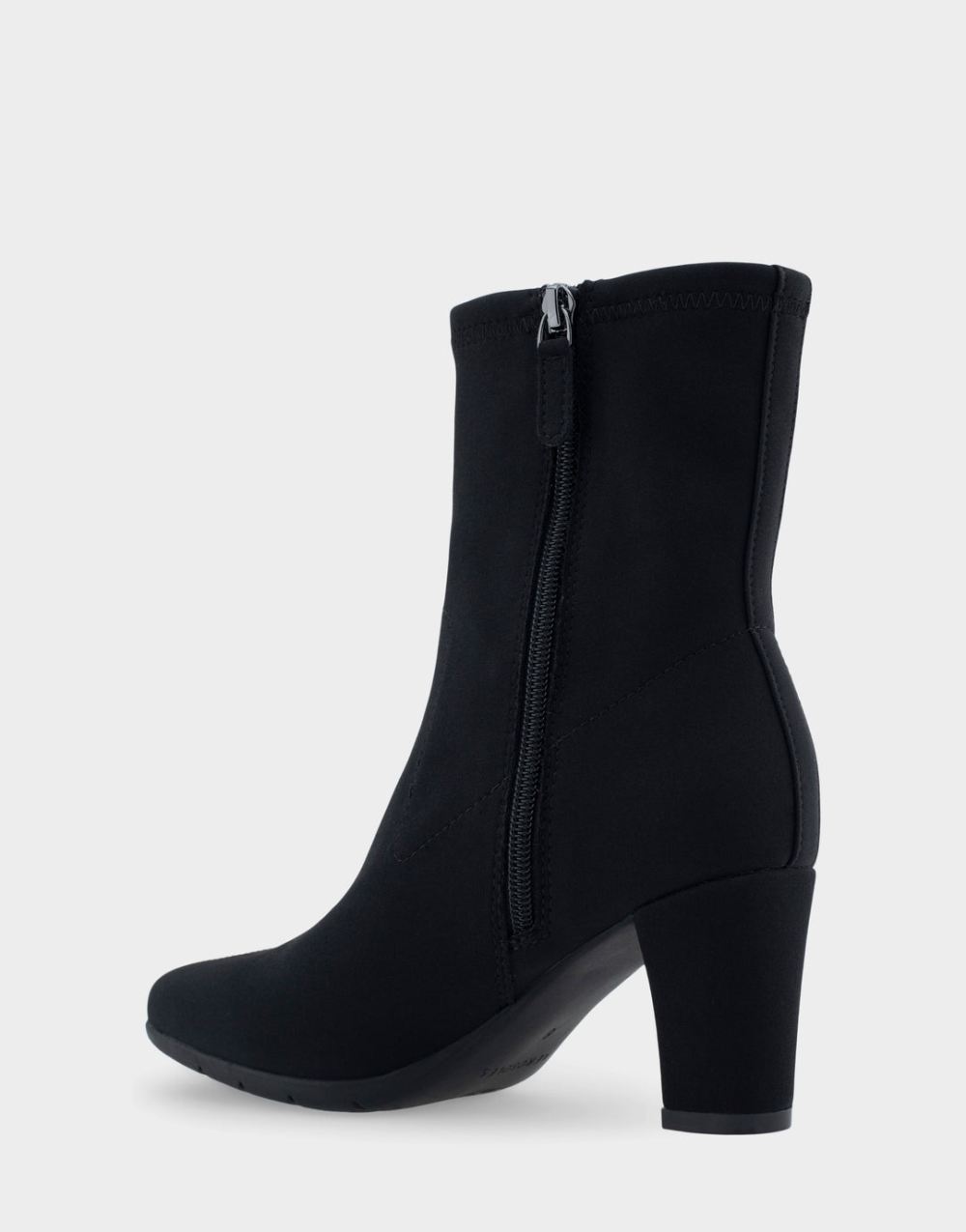 Women's | Cinnamon Black Stretch Gabardine Fabric Heeled Ankle Boot