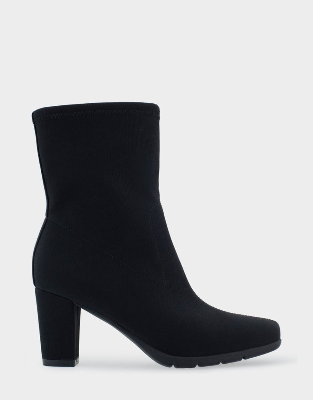 Women's | Cinnamon Black Stretch Gabardine Fabric Heeled Ankle Boot