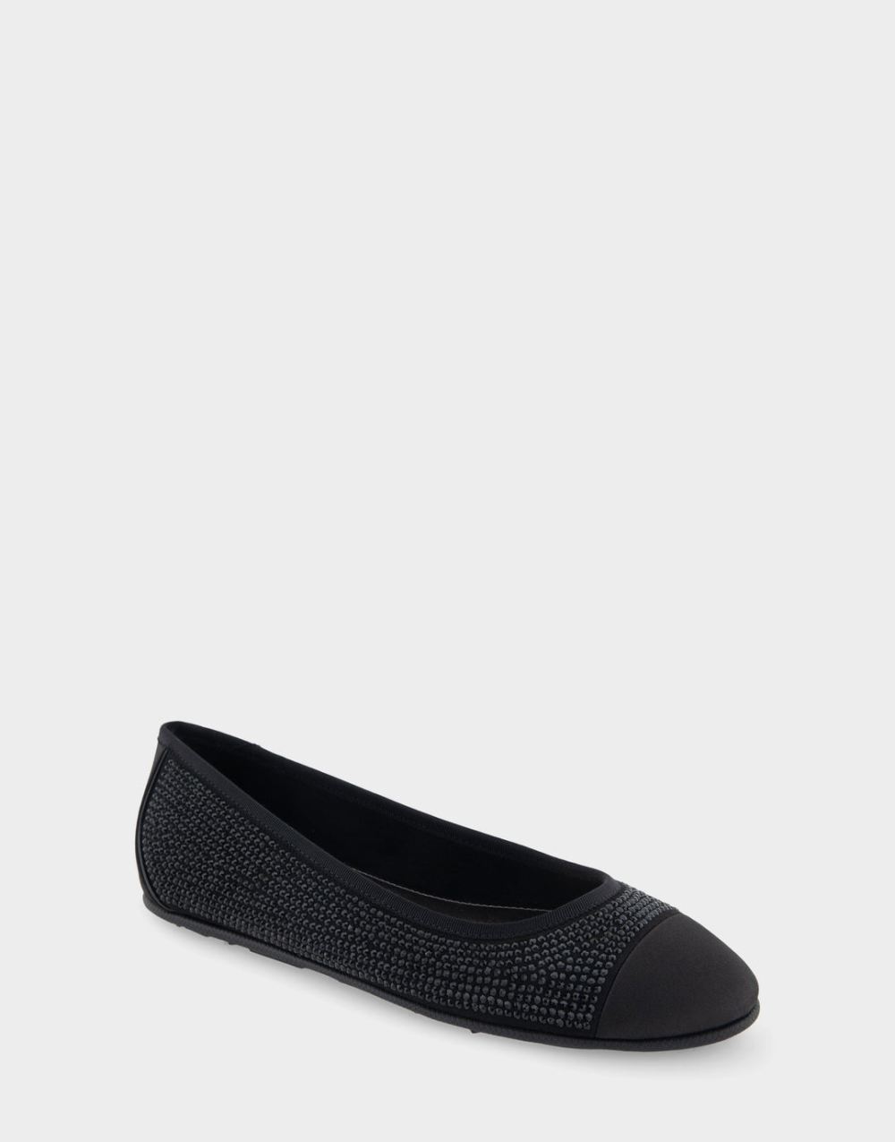 Women's | Pierre Black Faux Suede with Crystals Hidden Wedge Ballet Flat