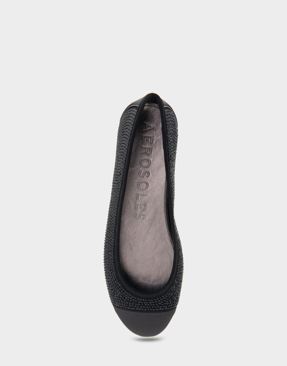 Women's | Pierre Black Faux Suede with Crystals Hidden Wedge Ballet Flat