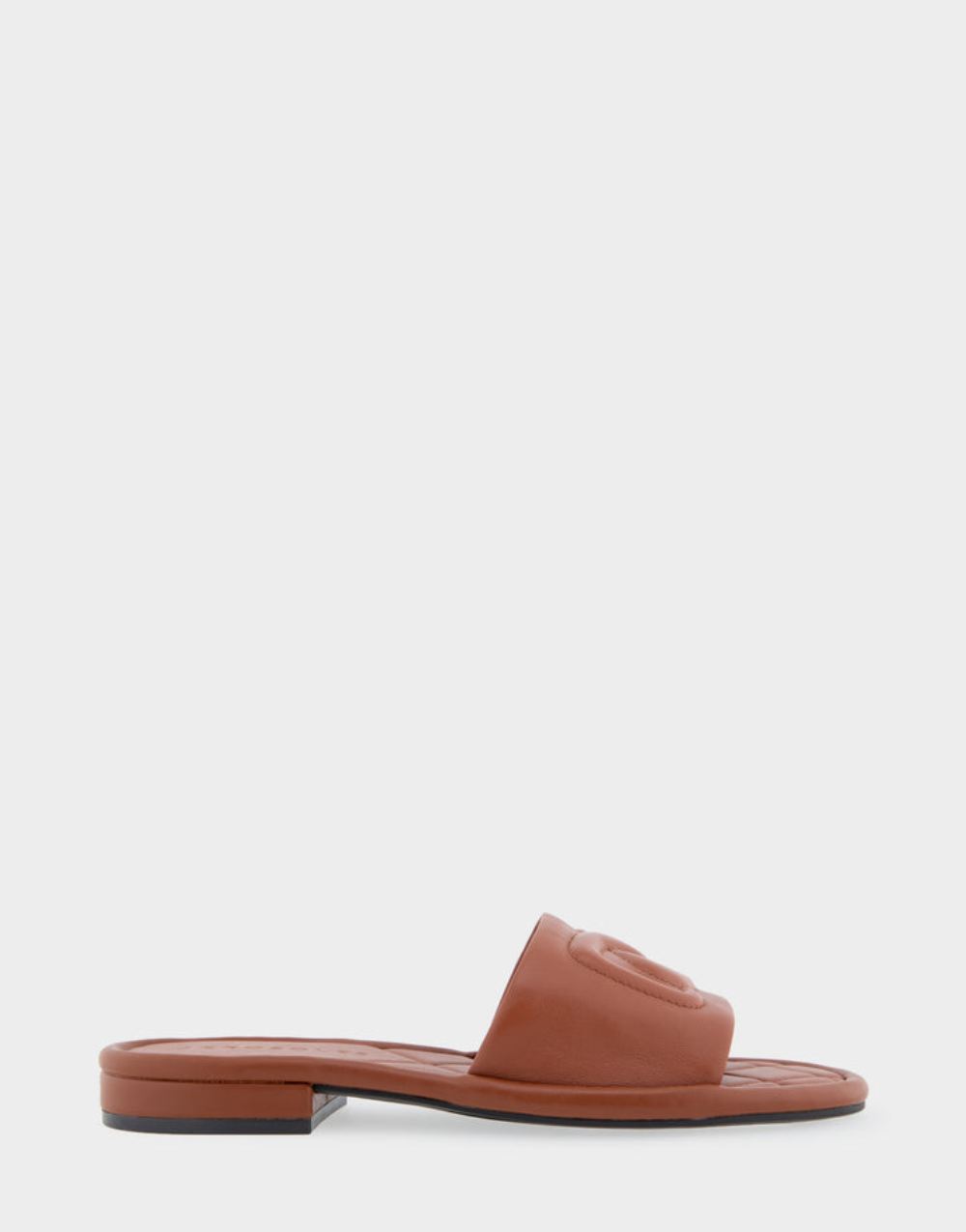 Women's | Jilda Gingerbread Leather Debossed Chain Link Slide Sandal