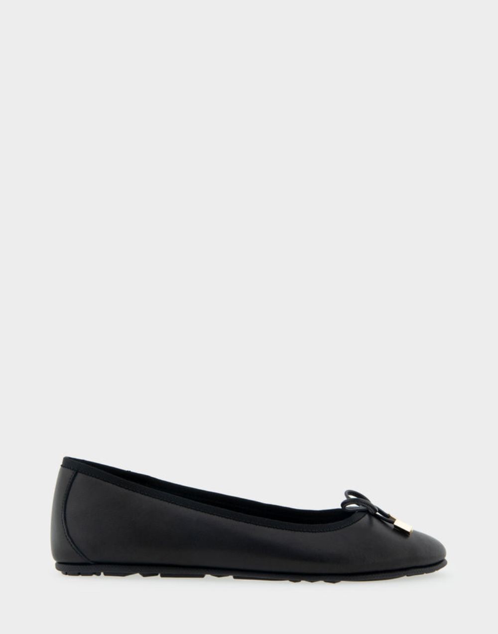 Women's | Pia Black Genuine Leather Hidden Wedge Ballet Flat