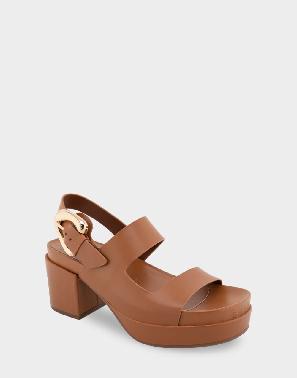 Women's | Clarkson Tan Leather Asymmetrical Molded Footbed Platform Sandal