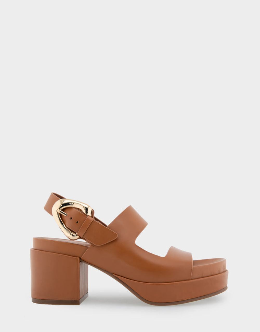 Women's | Clarkson Tan Leather Asymmetrical Molded Footbed Platform Sandal