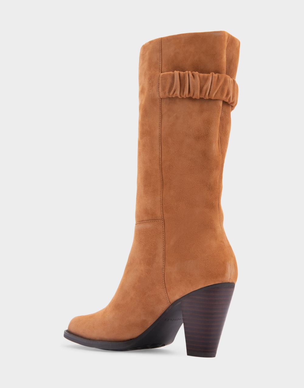 Women's | Liki Tan Genuine Suede Heeled Midcalf Boot