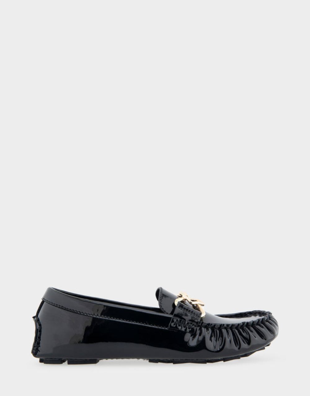 Women's | Gaby Black Patent Faux Leather Ornamented Driver