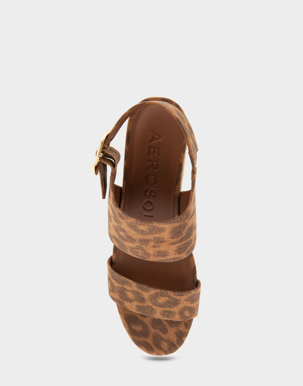 Women's | Worth Leopard Metallic Faux Suede Buckle Back Mid Wedge Sandal