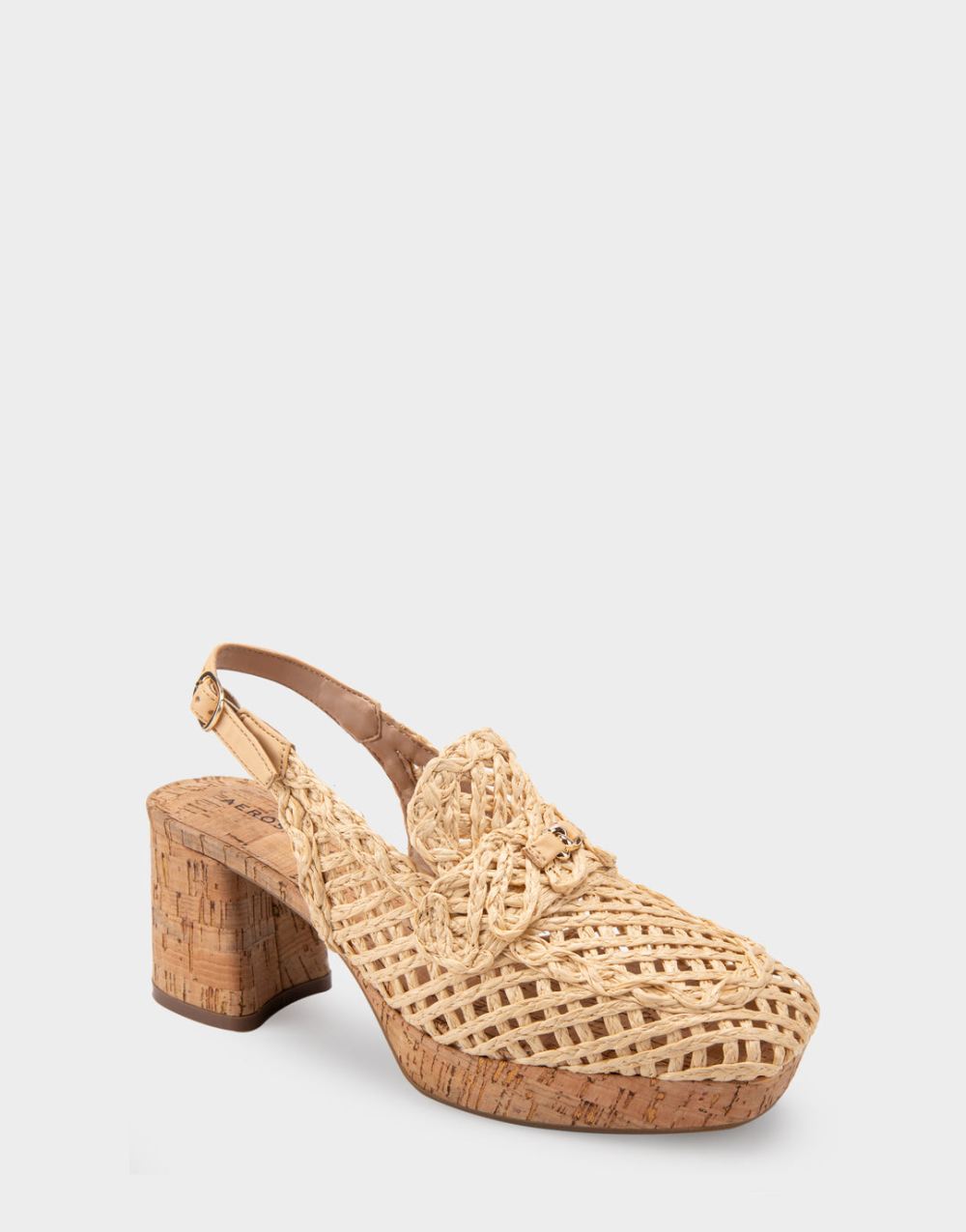 Women's | Santiago Raffia Platform Slingback Loafer Natural