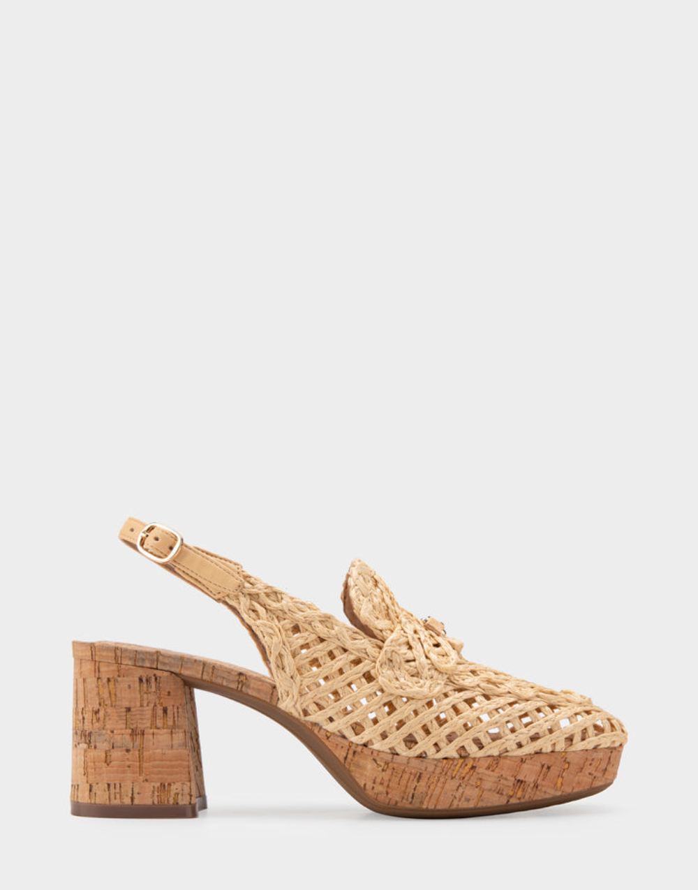 Women's | Santiago Raffia Platform Slingback Loafer Natural