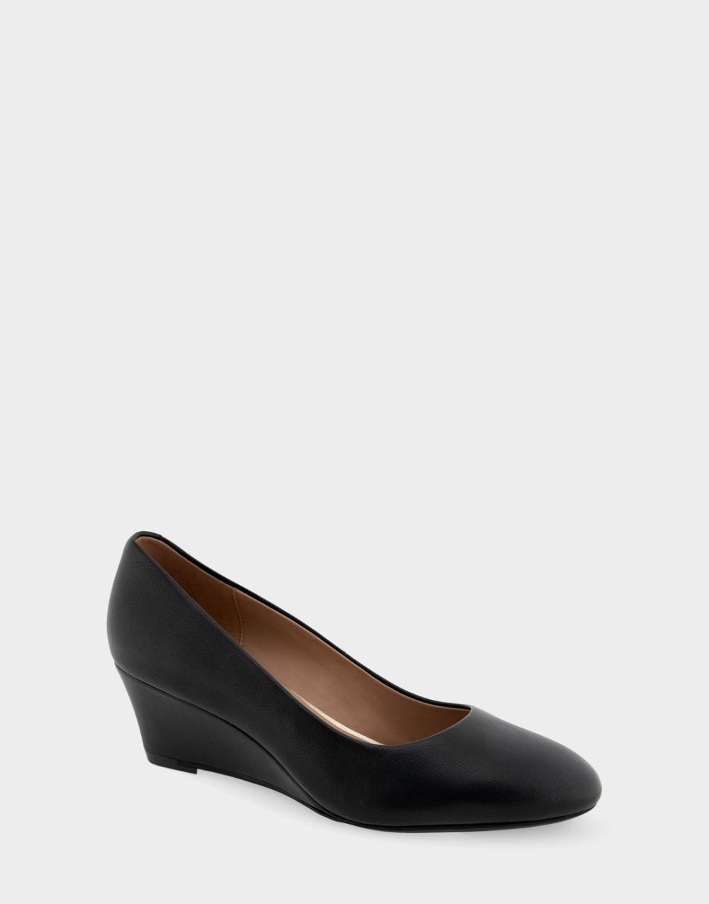 Women's | Iris Black Genuine Leather Wedge Pump