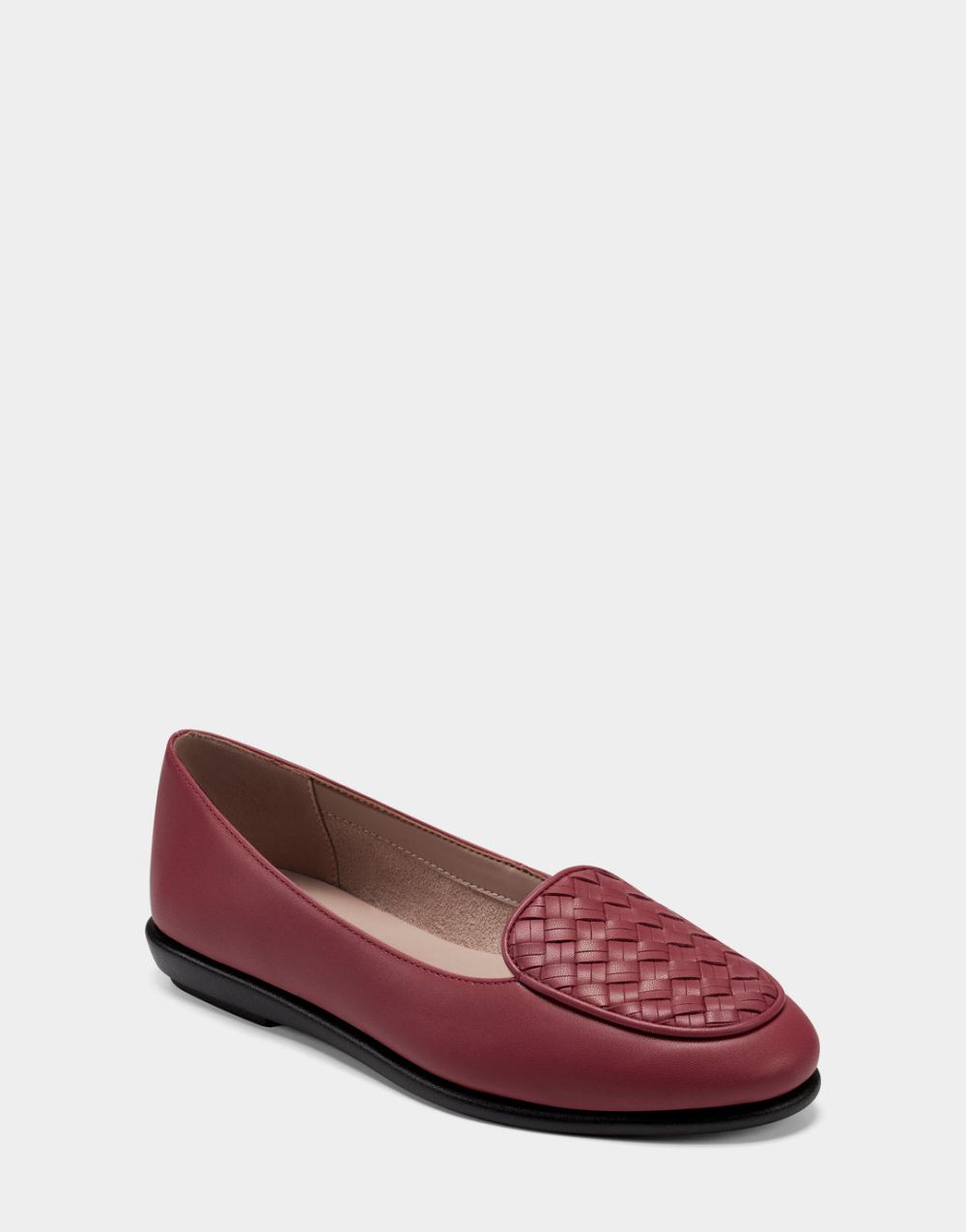 Women's | Red Faux Leather Loafer with Weaved Upper Brielle