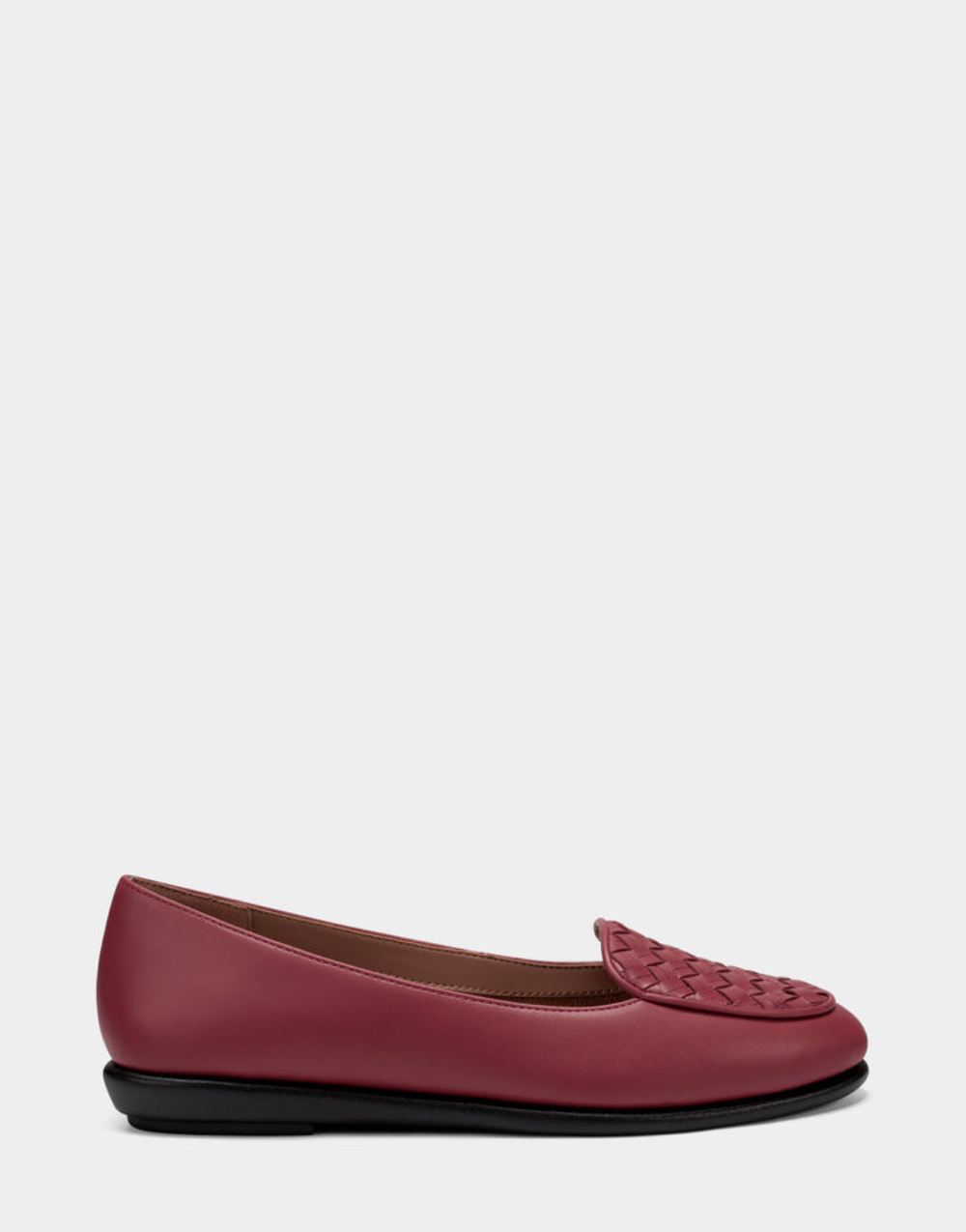 Women's | Red Faux Leather Loafer with Weaved Upper Brielle